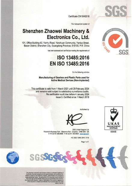 Cina Shenzhen ZhaoWei Machinery &amp; Electronics Co. Ltd. Sertifikasi